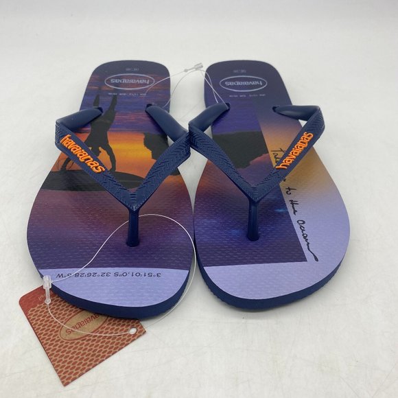 Havaianas Hype Navy Blue Flip Flops Men's Size 11/12 - Picture 1 of 9